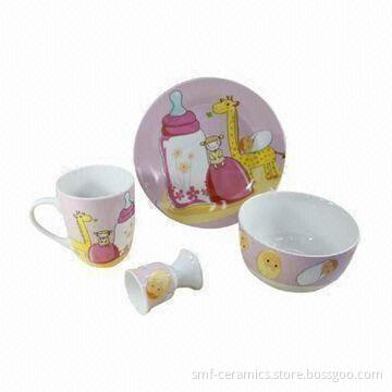Porcelain Dinnerware Sets, 4-in-1 for Children, OEM Orders are Welcome